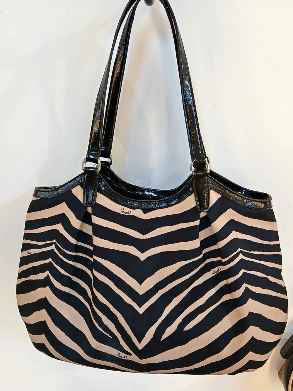 Coach Women’s Black and Tan Zebra Print Tote Bag
